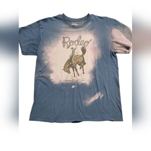 Rodeo Graphic Tee - Blue Pink Bleach Effect